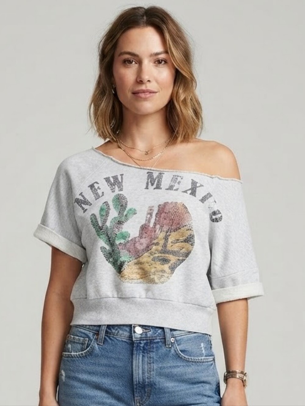 Graphic Sweatshirt Crop Top